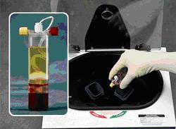 The blood is centrifuged to separate its components and concentrate the plasma